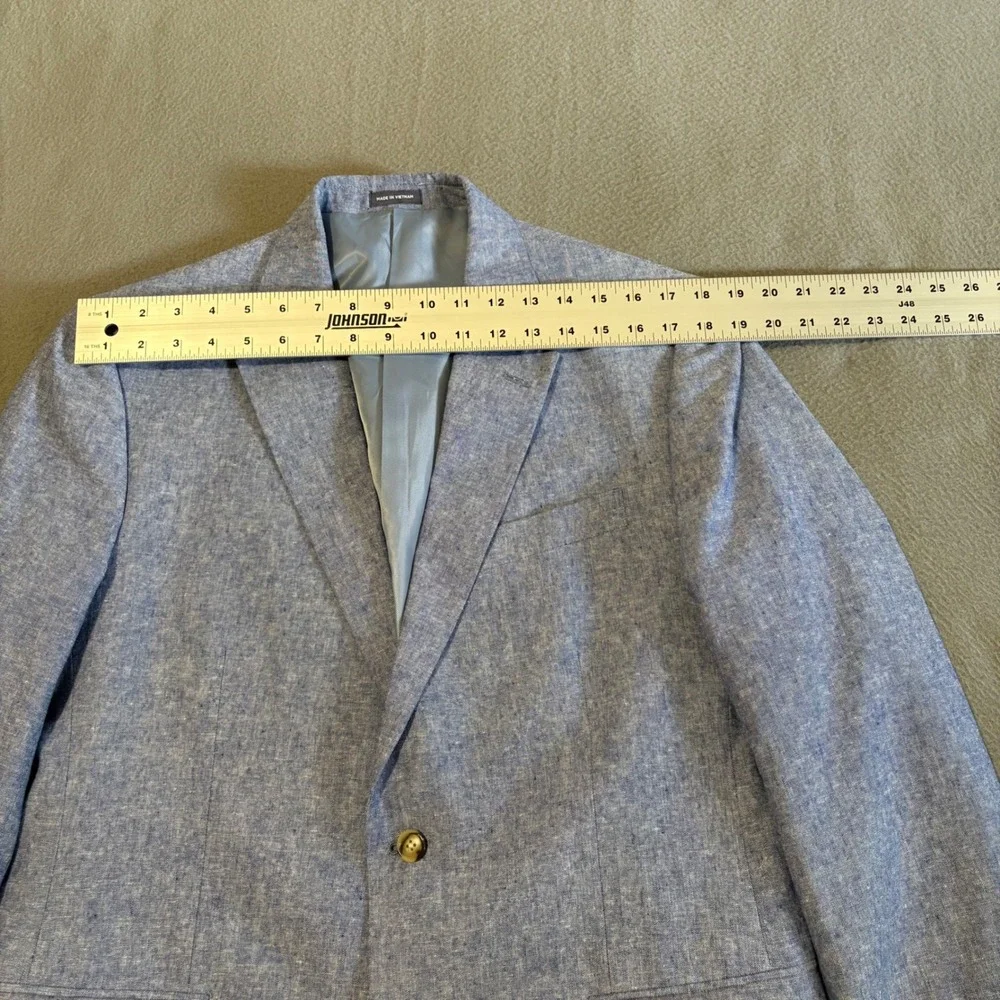 Stafford Sport Coat 40 Blue Linen Blend Classic Fit Signature Blazer RN93677 NEW
